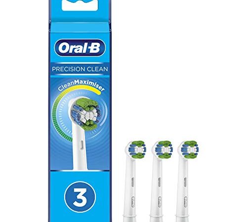 Oral-B Clean Maximiser Precision Clean Testine Spazzolino Elettrico, Rimozione della Placca, Confezione da 3 Pezzi, Bianco