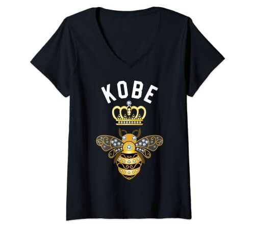 Donna Kobe Nome Kobe Regali di compleanno Queen Crown Bee Kobe Maglietta con Collo a V