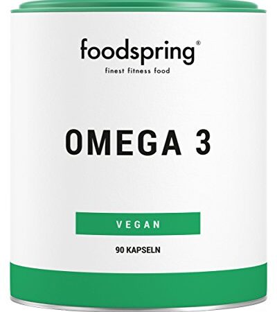 foodspring Omega 3 Capsule, 90 Capsule, Potere Vegano per Cuore e Circolazione, Made in Germany