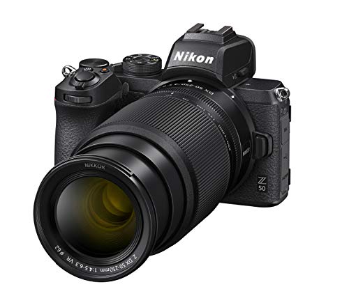 Nikon Z50 + Z DX 16-50VR+50-250VR Fotocamera Mirrorless, CMOS DX da 20.9 Mp, Sistema Hybrid-AF, Mirino Elettronico (EVF), LCD 3.2" Touch, Video 4K, Nero