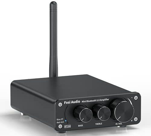 Fosi Audio BT10A Amplificatore Audio Stereo Bluetooth 5.0, 2 Canali Classe D Mini Hi-Fi Amp Integrato per Altoparlanti Domestici 50W x2 TPA3116