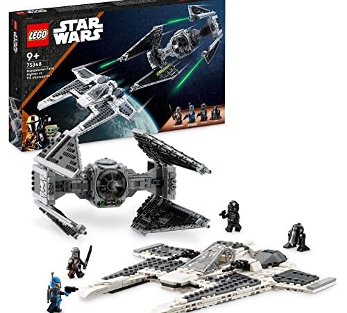 LEGO 75348 Star Wars Fang Fighter Mandaloriano vs TIE Interceptor, Set con Modellini da Costruire, Gioco per Bambini con 3 Minifigure, Droide e Darksaber, Idea Regalo