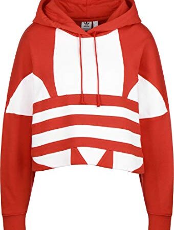 adidas LRG Logo C-Hood, Felpa Donna, Lush Red/White, 40