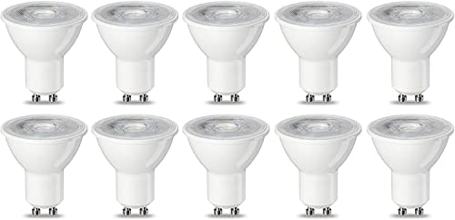 Amazon Basics - Confezione da 10 faretti LED GU10, 4,7 W (equivalente a 50 W), luce bianca calda, non dimmerabili