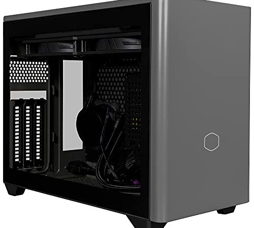 Cooler Master MasterBox NR200P MAX Case PC Mini-ITX - Lato in Vetro Temperato, Dissipatore CPU AIO da 280mm, PSU SFX Gold 80-PLUS 850W (Full-Modular), Braccio GPU Verticale e Cavo Riser PCI-e 4.0 x16