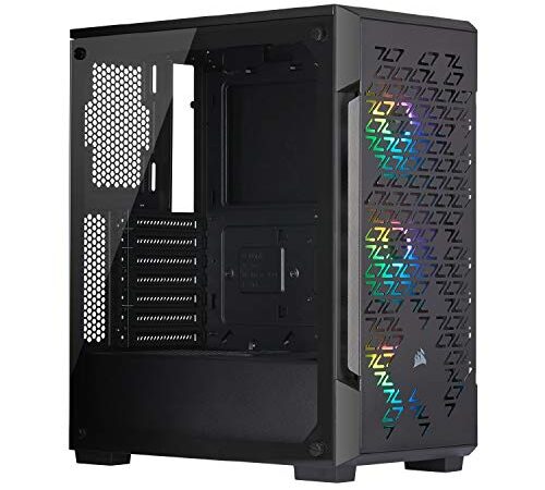 Corsair iCUE 220T RGB Airflow, Smart Case Gaming Mid-Tower ATX con Mid-Tower ATX con finestra in Vetro Temprato, iCUE 220T RGB, Nero