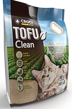 Croci Lettiera Tofu Clean 10L - Lettiera Gatti agglomerante, Biodegradabile si getta nel WC, 100% vegetale, Sabbia Antiodore di lunga durata