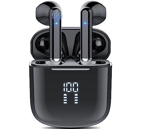 Cuffie Bluetooth 5.3, Auricolari Bluetooth con 4 Mic, Cuffie Wireless In Ear HiFi Stereo, Ricarica Rápida USB-C, Cuffie Senza Fili IPX7 Impermeabile Cuffiette Bluetooth Controllo Touch, Display LED