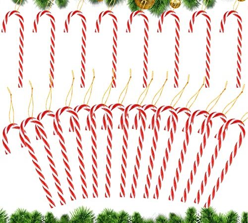 Gudotra 24pz Bastoncini di Zucchero Natalizi Addobbi Natalizi Albero di Natale Plastica Decorazioni Albero di Natale