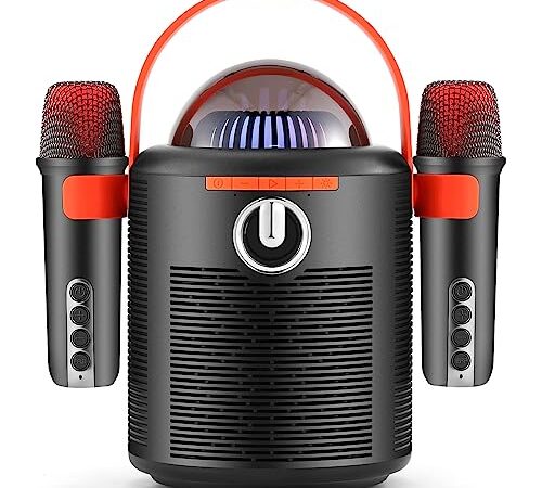 Karaoke Professionale Completo, Altoparlante Karaoke Ricaricabile da 17 Watt ALPOWL con Due Mini Microfoni UHF, Effetti di Cambiamento Voce & Luce LED, Una GIF Pecfect per Natale per Bambini e Adulti