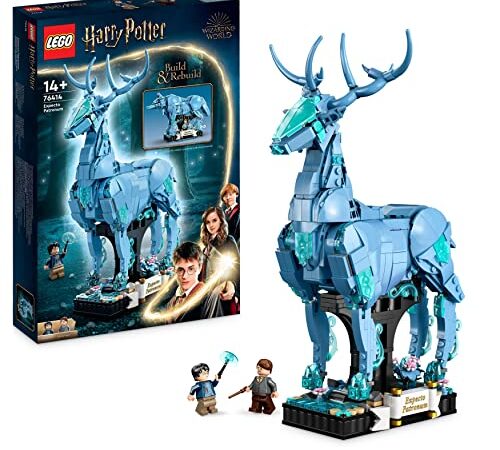 LEGO 76414 Harry Potter Expecto Patronum Set 2 in 1 con Figure Animali del Cervo e del Lupo, Accessorio per Decorazione Camera da Letto, Regali Magici per Adolescenti, Donne e Uomini