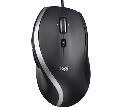 Logitech M500s Mouse con cavo con scorrimento iperveloce avanzato e inclinazione, pulsanti personalizzabili, tracciamento di precisione, regolazione DPI e funzionalità USB plug-and-play - Grigio