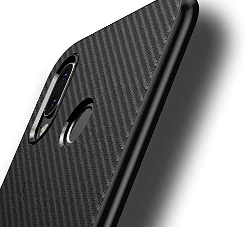 Losvick Cover Compatibile con Huawei P20 Lite, Ultra-Sottile TPU Silicone Morbida Custodia Fibra di Carbonio Anti-graffio Anti-Scivolo Antiurto Protettiva Bumper Case per Huawei P20 Lite - Nero