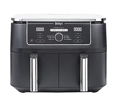 NINJA Friggitrice senza olio Dual Zone Foodi MAX [AF400EU], capacità 9,5 l, 2 cassetti, 6 modalità di cottura, nera