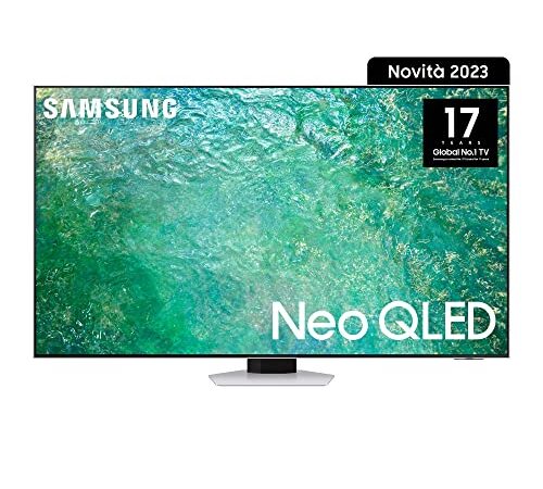 Samsung TV Neo QLED QE55QN85CATXZT, Smart TV 55" Serie QN85C, Neo QLED 4K UHD, Dolby Atmos, Alexa e Google Assistant integrati, Bright Silver, 2023, DVB-T2