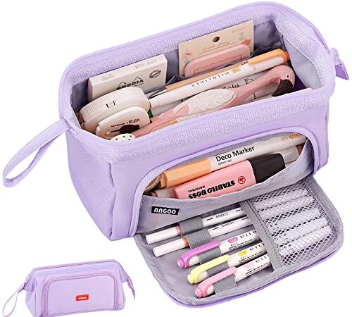 Sciphylia Astuccio Grande per Bambini Astucci con Manico Astuccio Portapenne Materiale Scolastico Stazionario Borsa dei Trucchi Organizzatore da Scrivania per Ragazzi Ragazze Studenti Viola