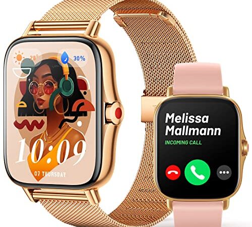 Smartwatch Donna Chiamata Bluetooth e Risposta Vivavoce,1.69" HD Orologio Smart Watch Fitness Tracker con Cardiofrequenzimetro, Monitor del Sonno, SpO2, Notifiche Messaggi Whatsapp per Android iOS