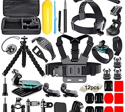 Soft Digits 50 in 1 Action Camera Accessori Kit per GoPro Hero 2018 Hero 7 6 5 4 3 Hero 5 Black, Hero Session YI Campark Akaso Crosstour Apeman Sony con custodia per il trasporto