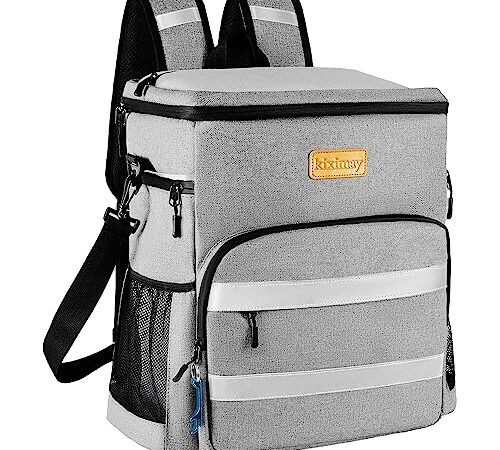 Zaino Termico 30 Litri, Borsa Termica Grande Sigillato e impermeabile Borsa FrigoRigida Zaino Frigo Termico per Pic nic, Campeggio e Barbecue Grigio