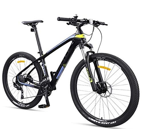 27.5 Pollici Adulti Mountain Bike Leggero Fibra di Carbonio Telaio Mountain Biciclette, Freni a Disco Uomo Donne Front Suspension Mountain Bike,Arancia,27 Speed