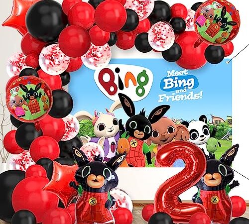 70 Pezzi Bing Compleanno, Bing Decorazione Compleanno, Bing Palloncini Compleanno, Bing Striscione Compleanno, Bing Sfondo Compleanno, Bing Kit Festa Compleanno 2 Anni