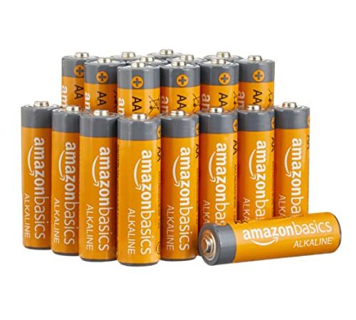 Amazon Basics - Batterie alcaline AA 1.5 Volt, Performance, confezione da 20 (l’aspetto potrebbe variare dall’immagine)
