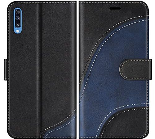 BoxTii Cover per Galaxy A70 / Galaxy A70S, Custodia in PU Pelle Portafoglio per Samsung Galaxy A70 / Galaxy A70S, Magnetica Cover a Libro con Slot per Schede, Nero