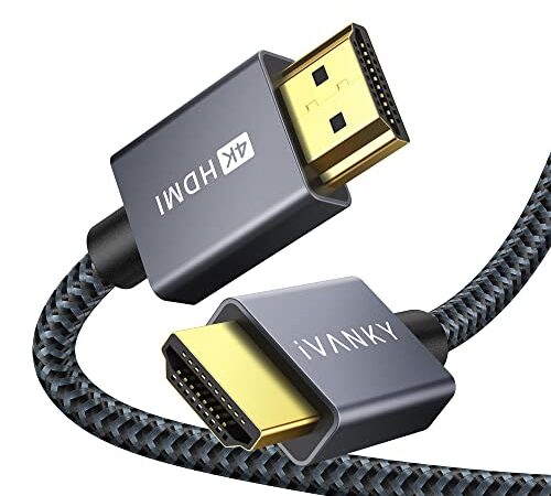 Cavo HDMI Ultra HD 4K【2M/6.5ft】, iVANKY Cavo HDMI 2.0, Compatibile con 4K@60HZ, Ultra HD, 3D, Full HD 1080p, HDR, Arc, Alta velocità con Ethernet, PS3, PS4, Xbox, HDTV, Blu-Ray- Nylon Intrecciato,Nero