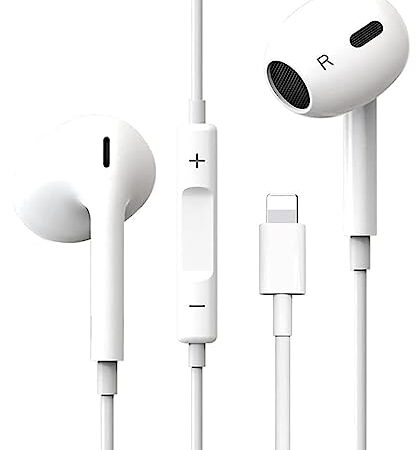 Cuffie per iPhone,Auricolari cablato,Cuffie in ear Hi-Fi Stereo,Con controllo del volume e del microfono,Compatibile con iPhone 12/12 Pro/13/13 Pro/13 Mini/11/11 Pro/X/XS/XR/SE/7/7 Plus/8/8 Plus