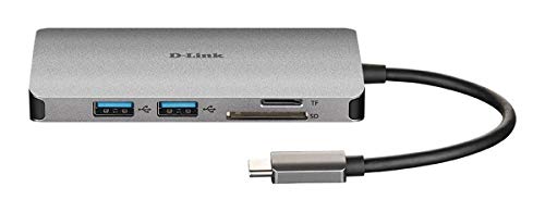 D-Link DUB-M810 Hub USB di Tipo C 8 in 1, con HDMI 4K e 1080 p, 2 Porte USB 3.0 e USB 2.0, Lettore di Schede SD e MicroSD, Porta Rete RJ45 1 Gbps, Un USB C di Ricarica fino a 100 W