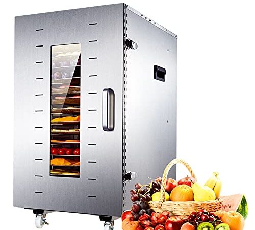 Essiccatore Frutta E Verdura, Acciaio Inossidabile, 16 Vassoi, Disidratatore Alimentare Professionale, Timer Di 15 Ore, 1800 W, Professionale Essiccatore Alimentare Per Funghi Erbe Carne Verdura