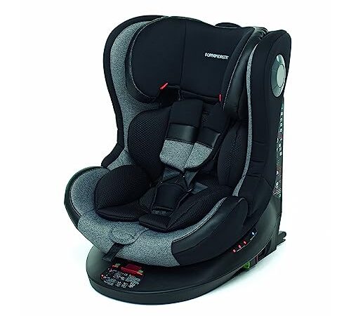 Foppapedretti FP360 Seggiolino Auto Girevole 360° Gruppo 0+/1/2/3 (0-36 Kg), IsoFix, per Bambini dalla nascita fino a 12 anni circa, Carbon