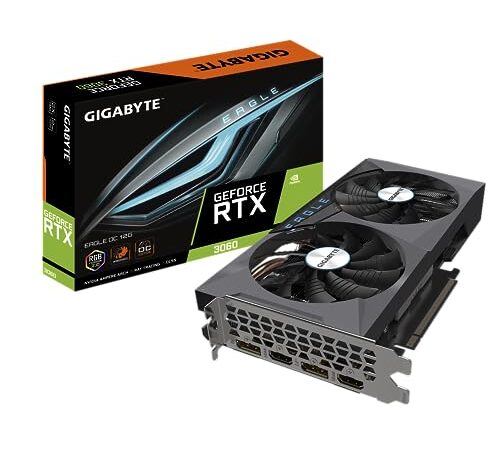 Gigabyte NVIDIA GeForce RTX 3060 EAGLE OC V2 Scheda grafica - 12GB GDDR6, 192-bit, PCI-E 4.0, 1807MHz Core Clock, RGB, 2x DP 1.4, 2 x HDMI 2.1, NVIDIA Ampere - GV-N3060EAGLE OC-12GD