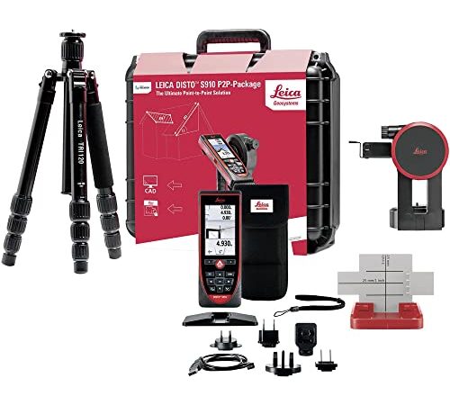 Leica DISTO S910 Pro Pack – Kit con metro laser comprensivo di adattatore FTA 360-S, treppiede TRI 70, piastra segnale GZM 3 e valigetta di trasporto (utilizzabile negli ambienti interni ed esterni)
