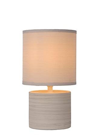 Lucide greasby – Lampada da tavolo – Ø 14 cm – Grigio, Ceramica, crema, E14 40 wattsW 230 voltsV