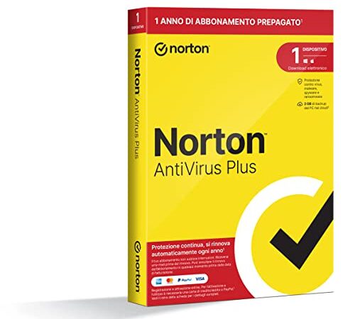 Norton Antivirus Plus 2023 | 1 Dispositivo | Licenza di 1 anno con rinnovo automatico | PC o Mac