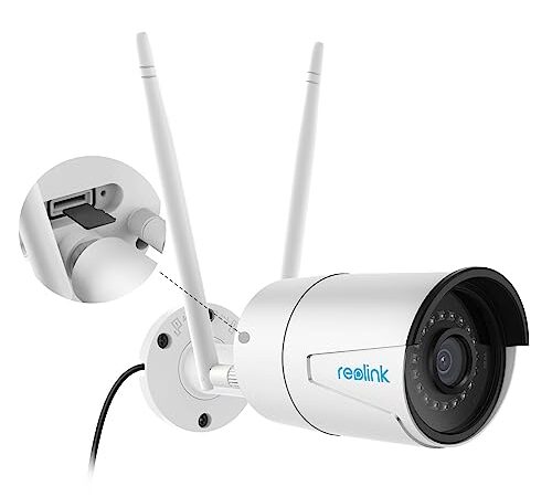 Reolink 4MP Telecamera Wi-Fi Esterno/Interno, Rilevamento di Persone/Veicoli, Videocamera Sorveglianza Esterno WiFi 2,4GHz/5GHz, Visione Notturna, Impermeabile, Slot per Scheda microSD, RLC-410W-A