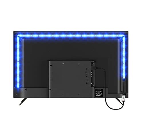 Striscia LED 2 Metri, PSTAR Retroilluminazione 2m TV, Strisce LED Bluetooth Smart RGB USB con App Control, Sincronizzazione Musicale, per HDTV da 40-60 Pollici, PC, festa e decorazione domestica