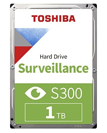 Toshiba 1TB S300 Surveillance HDD - 3.5' SATA Internal Hard Drive Supports up to 64 HD cameras at a 180TB/Year workload (HDWT720UZSVA)