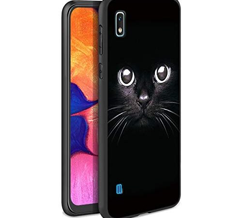 ZhuoFan Cover per Samsung Galaxy A10, Custodia Cover Silicone Nero con Disegni Ultra Slim TPU Morbido Antiurto 3d Cartoon Bumper Case Protettiva per Samsung Galaxy A10 Smartphone (Gatto Nero)